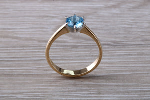 One carat Swiss Blue Topaz set Gold Ring