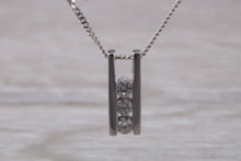 Load image into Gallery viewer, Natural Diamond Line Pendant.18ct White Gold Diamond Necklace.April birthstone,Aries Zodiac Gemstone.Ideal 16th,18th,21st Birthday Present.