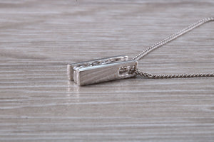 Natural Diamond Line Pendant.18ct White Gold Diamond Necklace.April birthstone,Aries Zodiac Gemstone.Ideal 16th,18th,21st Birthday Present.