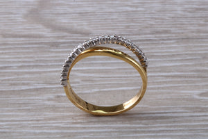 Crossover Diamond set Two Tone 18ct Gold Ring
