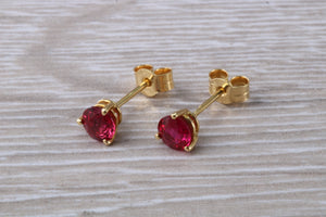 Stunning 1 carat Ruby Solitaire set 18ct Yellow Gold Earrings