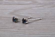 Load image into Gallery viewer, Blue Sapphire set 18ct White Gold Stud Earrings
