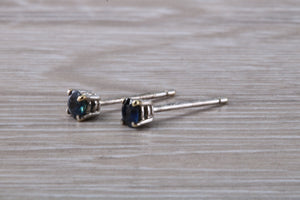 Blue Sapphire set 18ct White Gold Stud Earrings