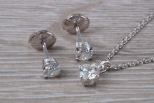 Load image into Gallery viewer, One carat Solitaire Necklace and One carat Studs set with top grade Moissanite Diamonds