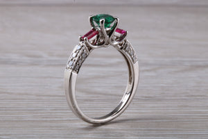 Emerald, Ruby and Diamond set 18ct White Gold Ring