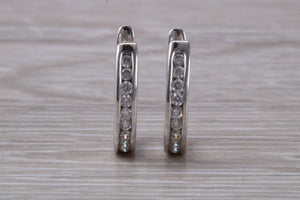 Diamond set 18ct White Gold Hoop earrings