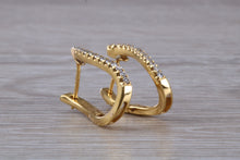 Load image into Gallery viewer, Diamond set Dressy 18ct Yellow Gold Hoop Earrings