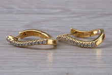 Load image into Gallery viewer, Diamond set Dressy 18ct Yellow Gold Hoop Earrings