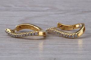 Diamond set Dressy 18ct Yellow Gold Hoop Earrings