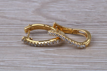 Load image into Gallery viewer, Diamond set Dressy 18ct Yellow Gold Hoop Earrings