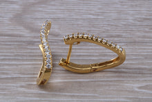 Load image into Gallery viewer, Diamond set Dressy 18ct Yellow Gold Hoop Earrings