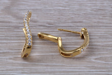 Load image into Gallery viewer, Diamond set Dressy 18ct Yellow Gold Hoop Earrings