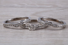 Load image into Gallery viewer, Complete Bridal set Of Three Diamond set Rings, Engagement, Wedding and Eternity Ring