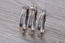 Load image into Gallery viewer, Complete Bridal set Of Three Diamond set Rings, Engagement, Wedding and Eternity Ring