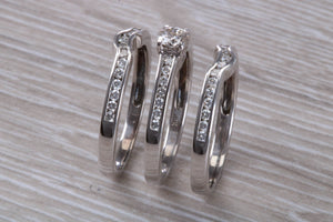 Complete Bridal set Of Three Diamond set Rings, Engagement, Wedding and Eternity Ring