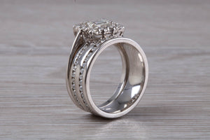 Engagement Ring with Matching Two Row Diamond set Band