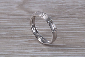 4 mm Wide Diamond set 18ct White Gold Band