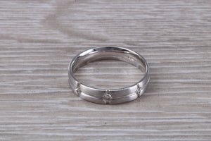 4 mm Wide Diamond set 18ct White Gold Band