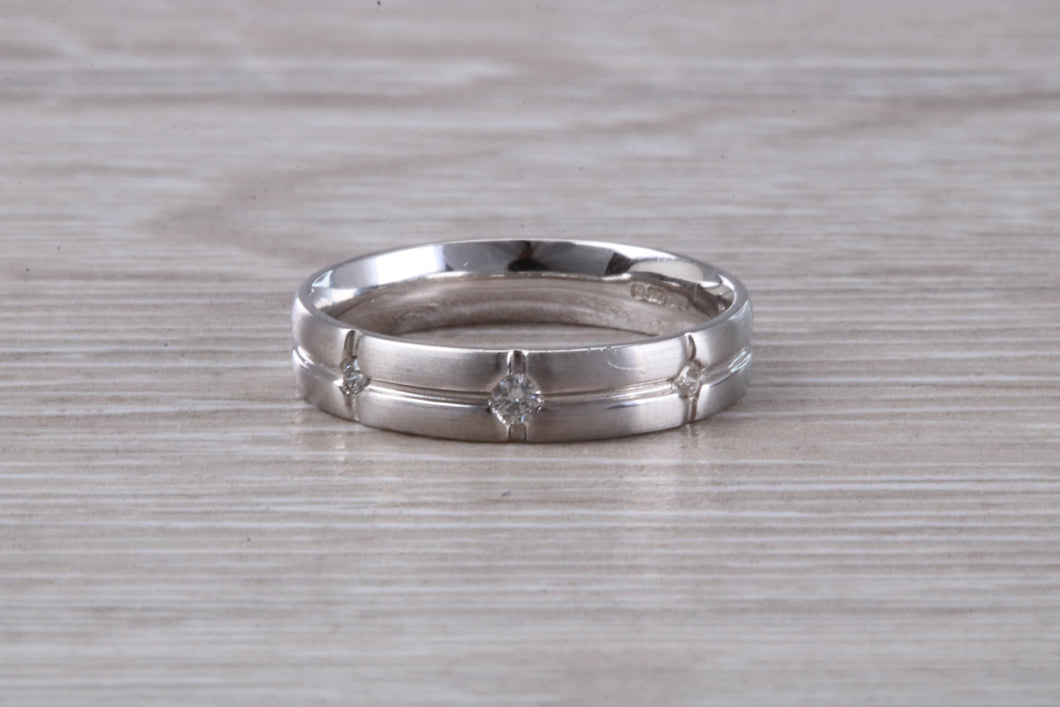 4 mm Wide Diamond set 18ct White Gold Band