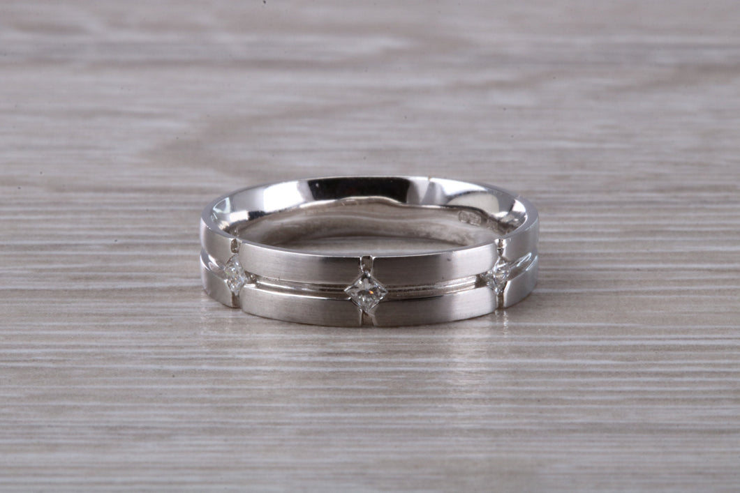 Diamond set band made from 18ct white gold with square diamonds, perfect as wedding ring, eternity ring, dress ring