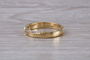 Crossover Diamond set 18ct Yellow Gold Band