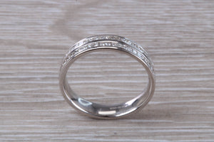 Double Row Band Half set with Square Princess cut Diamonds