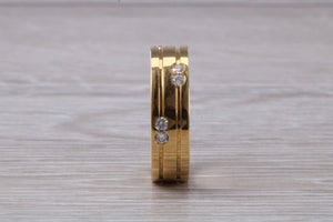 6 mm wide Diamond set 18ct Gold Band