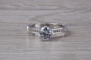 1.50 carat Platinum Mossainte Engagement Ring Complemented with Natural Diamonds