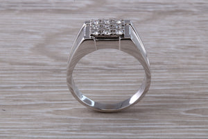 Gents Round cut Diamond set 18ct White Gold Signet Ring