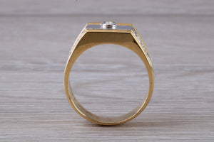 Gents Chunky Diamond set 18ct Gold Signet Ring