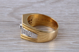 Gents Chunky Diamond set 18ct Gold Signet Ring