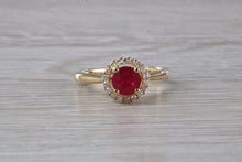 Load image into Gallery viewer, Stunning One carat Ruby and Halo set Diamond Ring