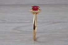 Load image into Gallery viewer, Stunning One carat Ruby and Halo set Diamond Ring