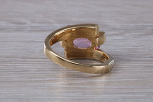Pink Topaz and Diamond set Yellow Gold Ring
