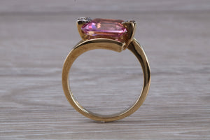 Pink Topaz and Diamond set Yellow Gold Ring