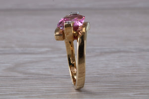 Pink Topaz and Diamond set Yellow Gold Ring