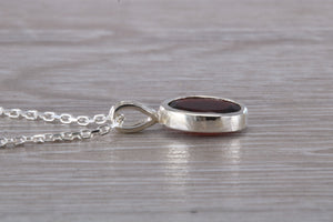 Natural Oval cut Garnet set Silver Necklace