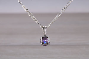Natural Round cut Amethyst set Silver Necklace