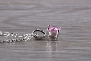 Pink Sapphire C Z set Silver Necklace