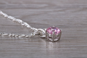 Pink Sapphire C Z set Silver Necklace