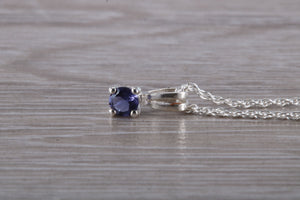 Natural Iolite Gemstone set Silver Necklace