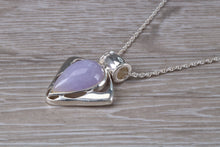 Load image into Gallery viewer, Silver Lilac Jade Necklace. Lilac Jade Pendant with 16 inch Snake chain.Jade Christmas,Birthday,Anniversary or Graduation Present.