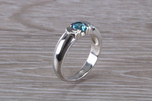 One carat Round cut Blue Topaz Ring