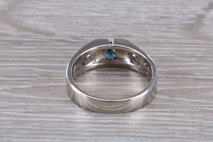 Gents London Blue Topaz set Sterling Silver Signet Ring