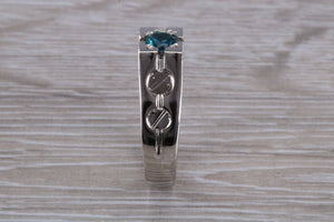 Gents London Blue Topaz set Sterling Silver Signet Ring