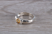 Load image into Gallery viewer, Round cut Citrine Gemstone set Silver Ring