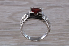 Load image into Gallery viewer, Chunky Gents Garnet set Silver Ring