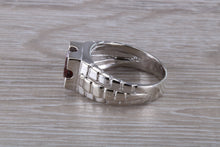 Load image into Gallery viewer, Chunky Gents Garnet set Silver Ring