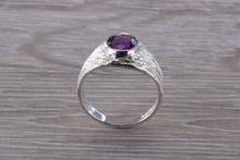 Load image into Gallery viewer, Natural Oval cut Amethyst set Silver Ring