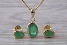 Load image into Gallery viewer, Oval cut Emerald Earrings with Matching Necklace